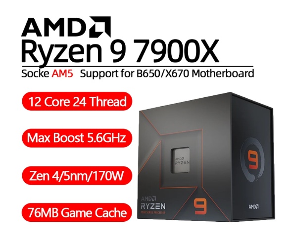 Procesador AMD Ryzen 9 7900X 4.7GHz