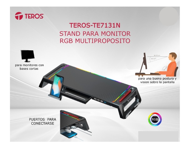 MOOJAY RGB Gaming Monitor Stand – Foldable Desk Riser With 4-Port USB 3.0 Hub